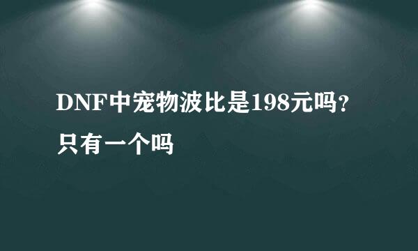 DNF中宠物波比是198元吗？只有一个吗