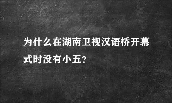 为什么在湖南卫视汉语桥开幕式时没有小五？