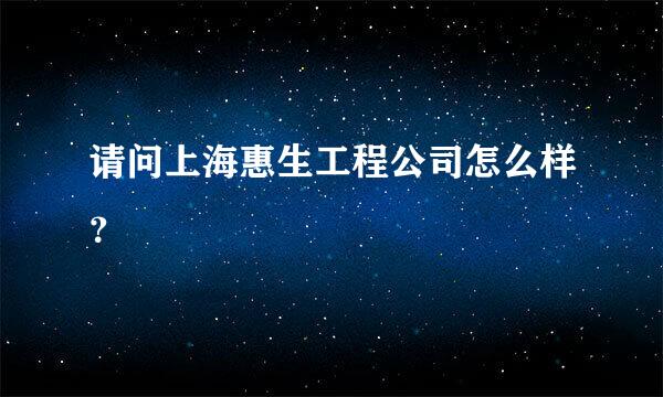 请问上海惠生工程公司怎么样？