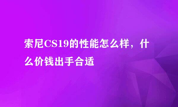 索尼CS19的性能怎么样，什么价钱出手合适