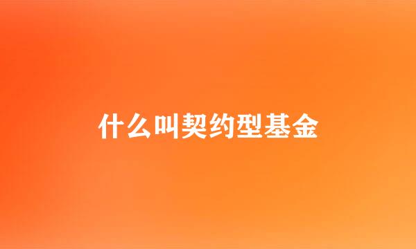 什么叫契约型基金