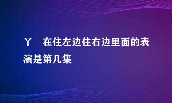 丫頭在住左边住右边里面的表演是第几集