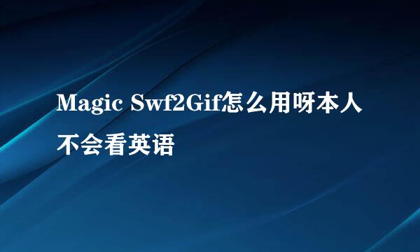 Magic Swf2Gif怎么用呀本人不会看英语