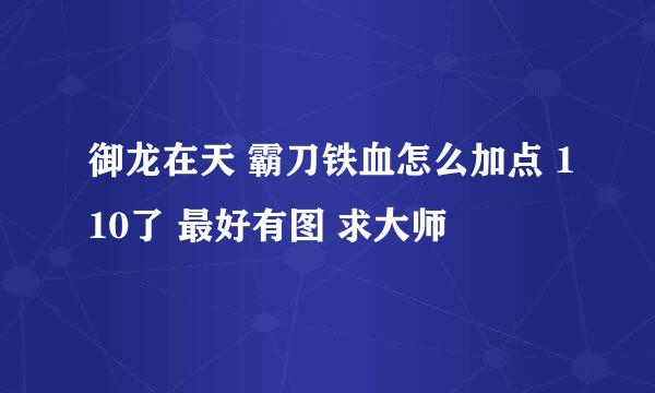 御龙在天 霸刀铁血怎么加点 110了 最好有图 求大师