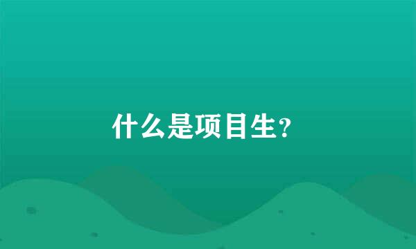 什么是项目生？