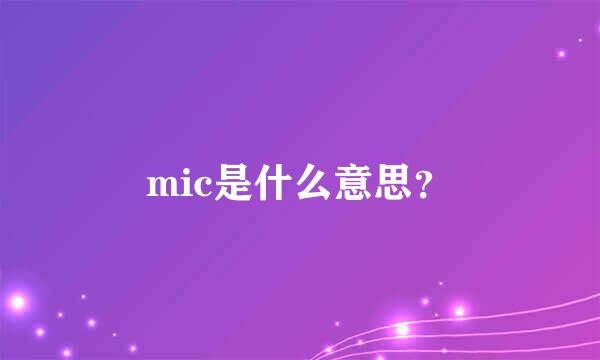 mic是什么意思？