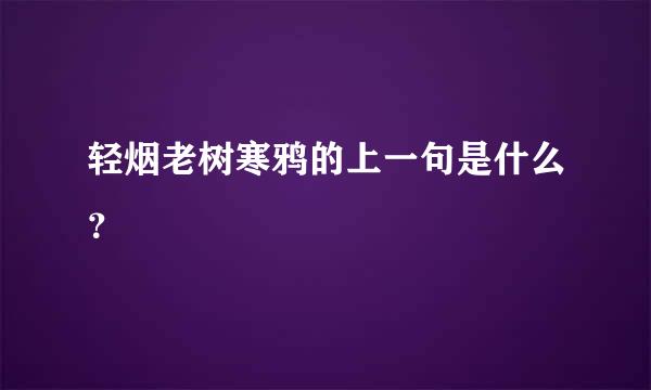 轻烟老树寒鸦的上一句是什么？