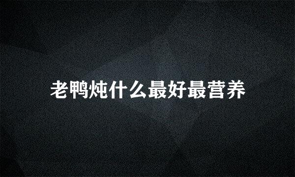 老鸭炖什么最好最营养