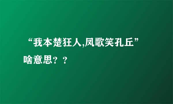 “我本楚狂人,凤歌笑孔丘”啥意思？？