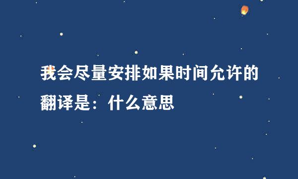 我会尽量安排如果时间允许的翻译是：什么意思