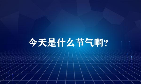 今天是什么节气啊？