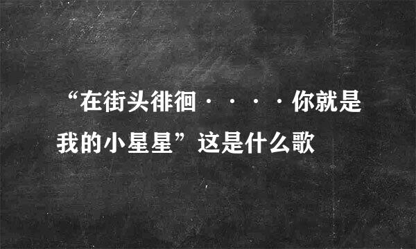 “在街头徘徊····你就是我的小星星”这是什么歌