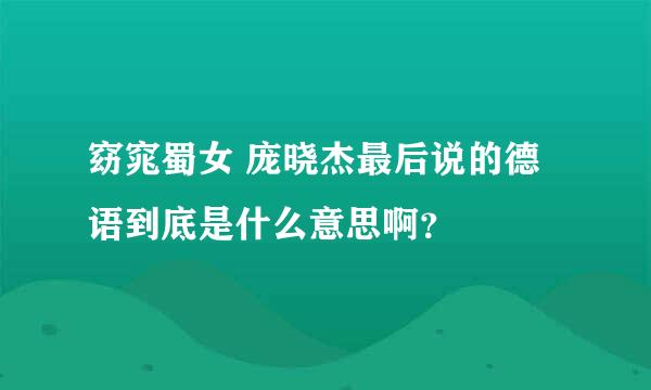 窈窕蜀女 庞晓杰最后说的德语到底是什么意思啊？