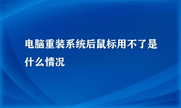 电脑重装系统后鼠标用不了是什么情况