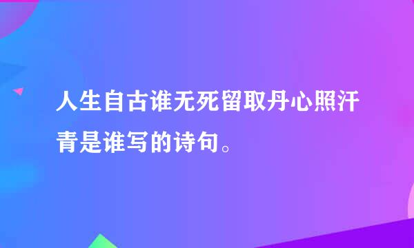 人生自古谁无死留取丹心照汗青是谁写的诗句。