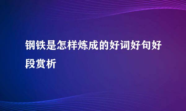 钢铁是怎样炼成的好词好句好段赏析