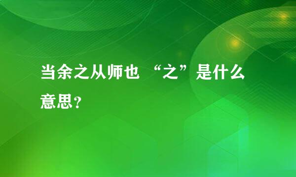 当余之从师也 “之”是什么意思？