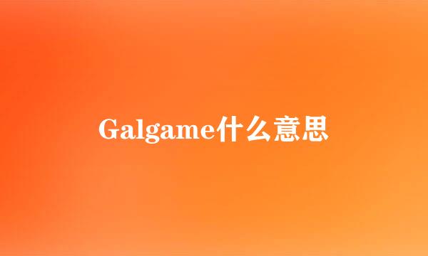 Galgame什么意思