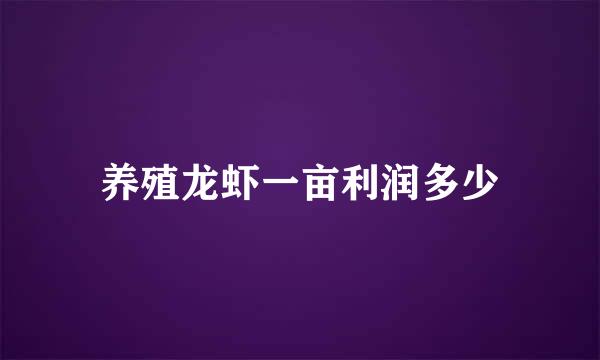 养殖龙虾一亩利润多少