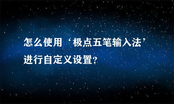 怎么使用‘极点五笔输入法’进行自定义设置？