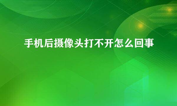 手机后摄像头打不开怎么回事