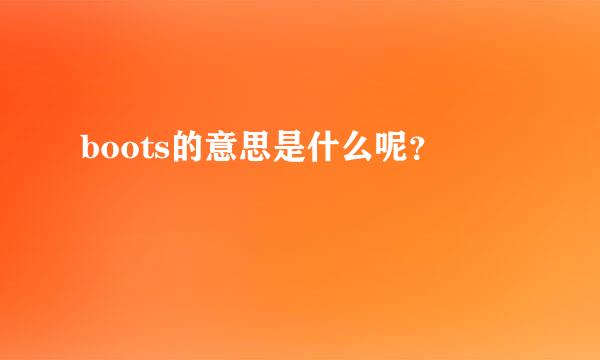 boots的意思是什么呢？