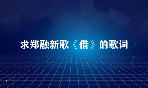 求郑融新歌《借》的歌词