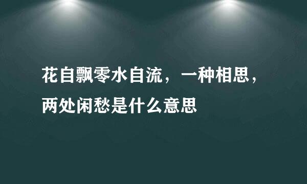 花自飘零水自流，一种相思，两处闲愁是什么意思