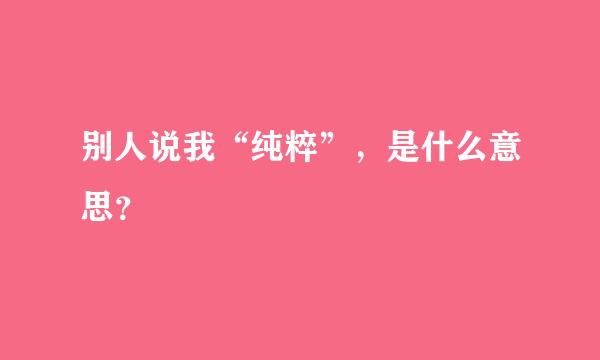 别人说我“纯粹”，是什么意思？