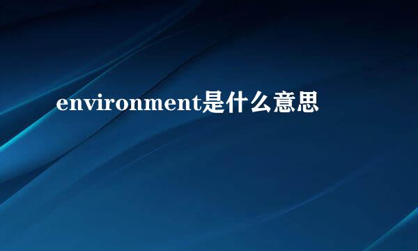 environment是什么意思