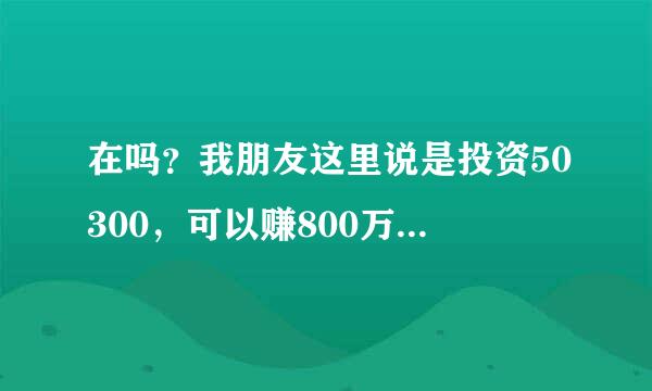 在吗？我朋友这里说是投资50300，可以赚800万，可信吗？中途不玩可以有