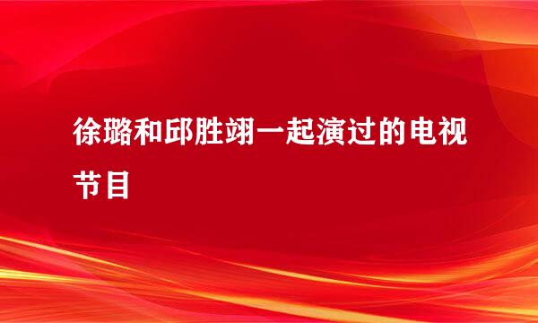 徐璐和邱胜翊一起演过的电视节目