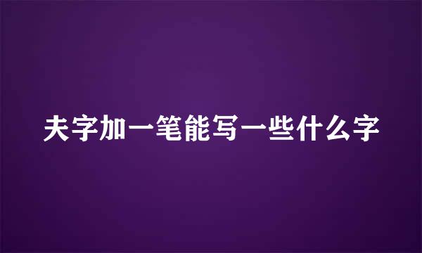 夫字加一笔能写一些什么字