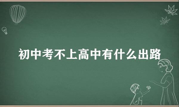 初中考不上高中有什么出路