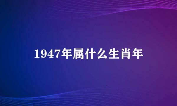 1947年属什么生肖年