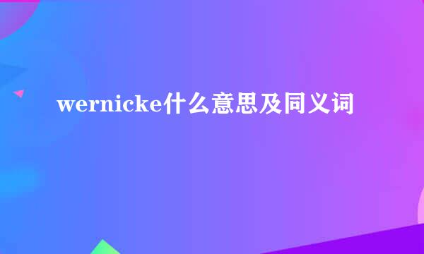 wernicke什么意思及同义词