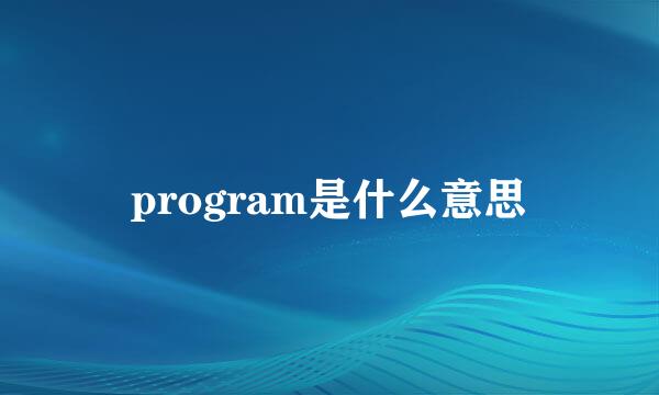 program是什么意思