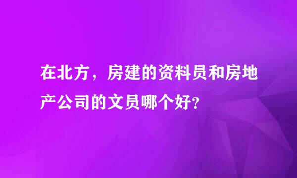 在北方，房建的资料员和房地产公司的文员哪个好？