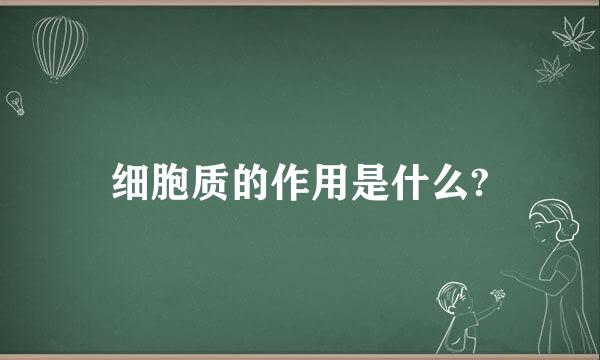 细胞质的作用是什么?