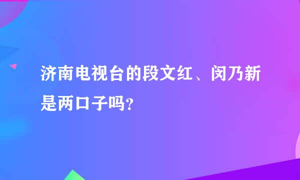 济南电视台的段文红、闵乃新是两口子吗？