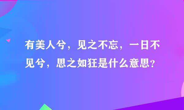 有美人兮，见之不忘，一日不见兮，思之如狂是什么意思？