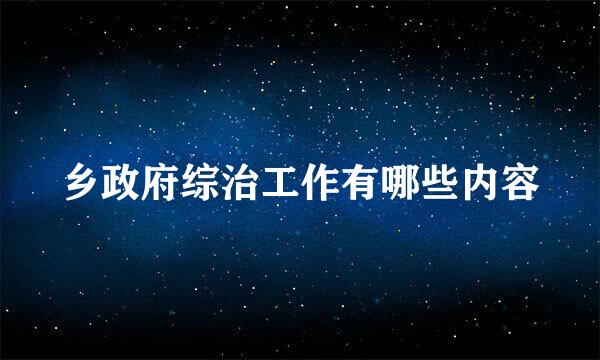 乡政府综治工作有哪些内容