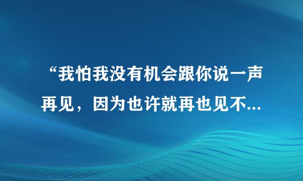 “我怕我没有机会跟你说一声再见，因为也许就再也见不到你……”这句歌词出自哪首歌里？