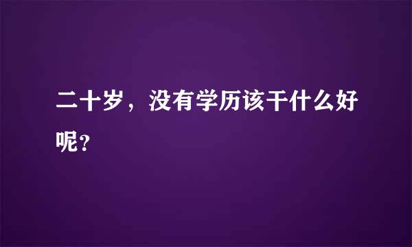 二十岁，没有学历该干什么好呢？