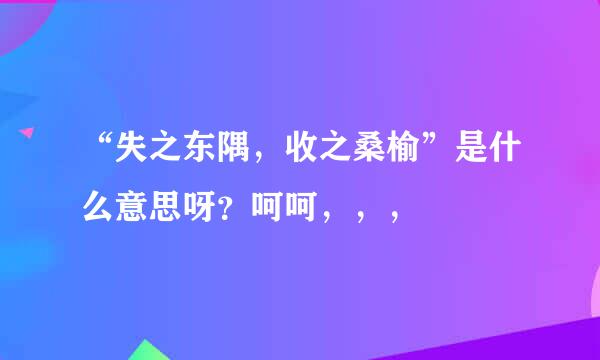 “失之东隅，收之桑榆”是什么意思呀？呵呵，，，