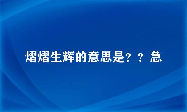 熠熠生辉的意思是？？急