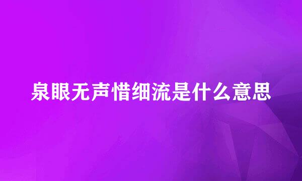 泉眼无声惜细流是什么意思