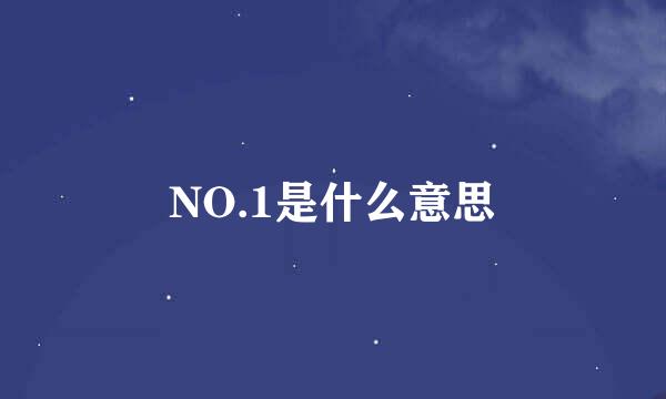 NO.1是什么意思