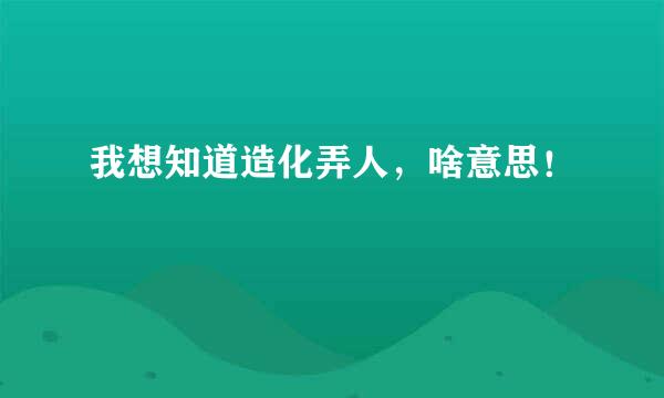 我想知道造化弄人，啥意思！