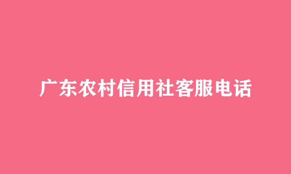 广东农村信用社客服电话